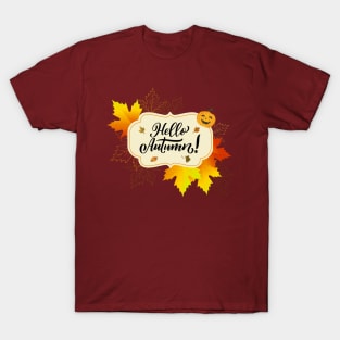 Cute Hello Autumn Season Thanksgiving and Fall Color Lovers T-Shirt